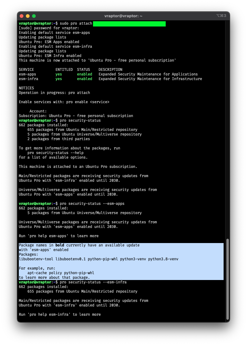 attach token and check status