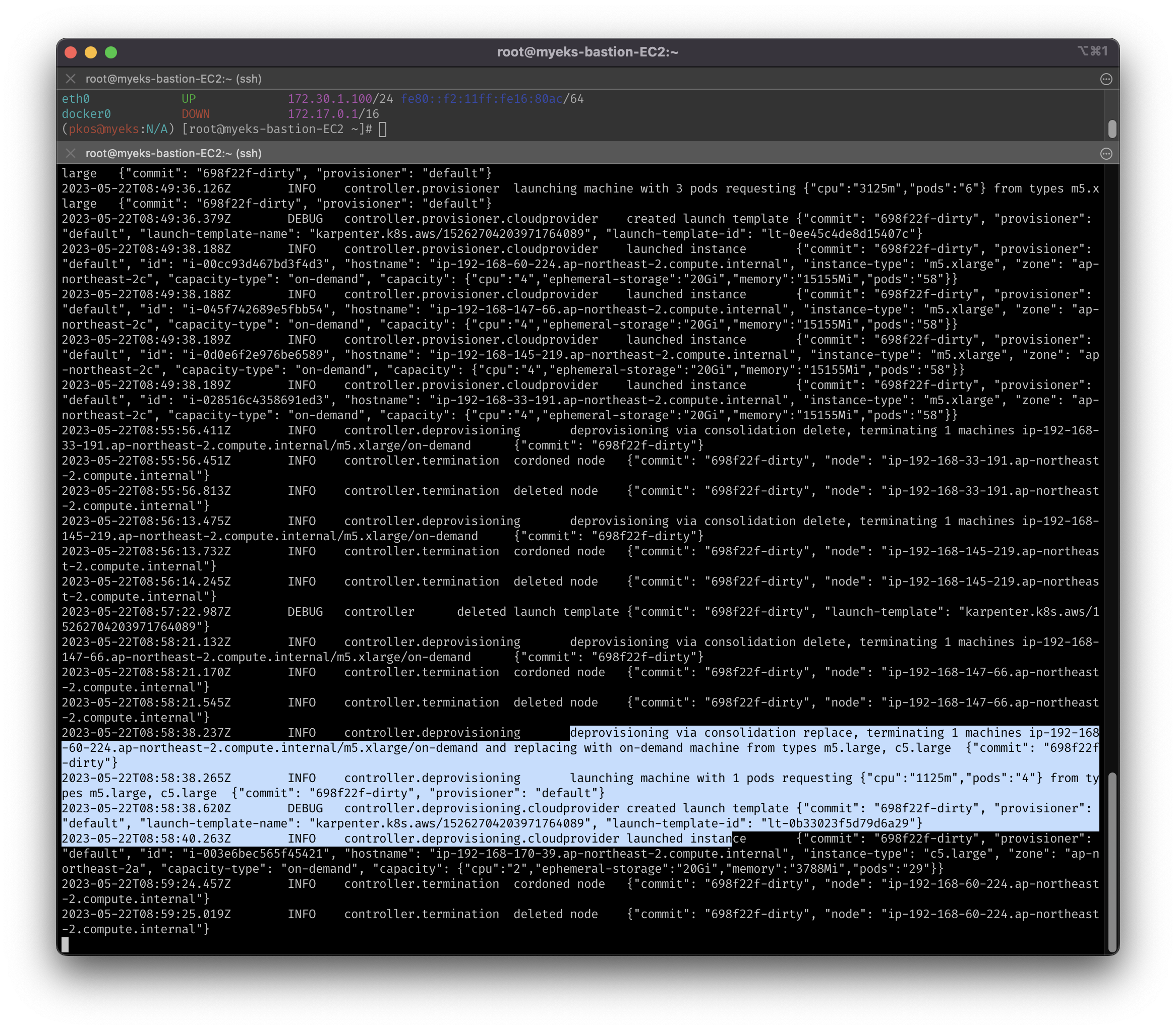karpenter-replace-node-to-c5-large-in-logs
