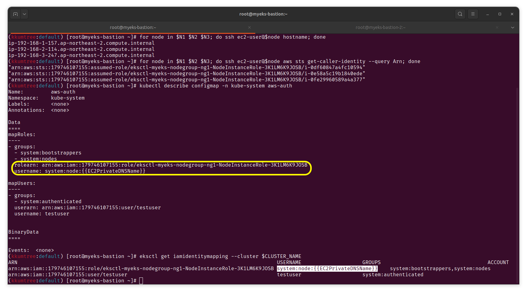 NodeInstanceRole IAM Role mapRoles