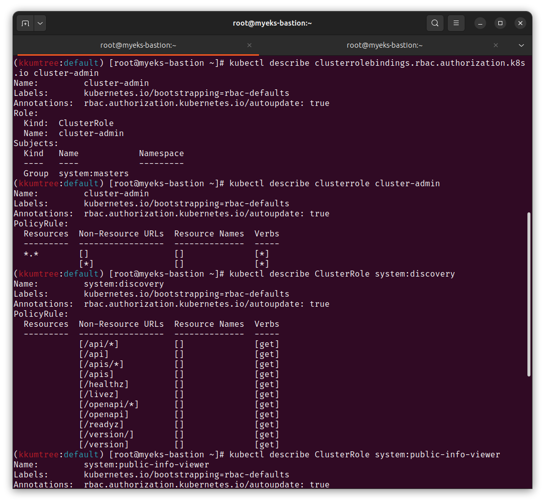 clusterrolebindings and clusterrole