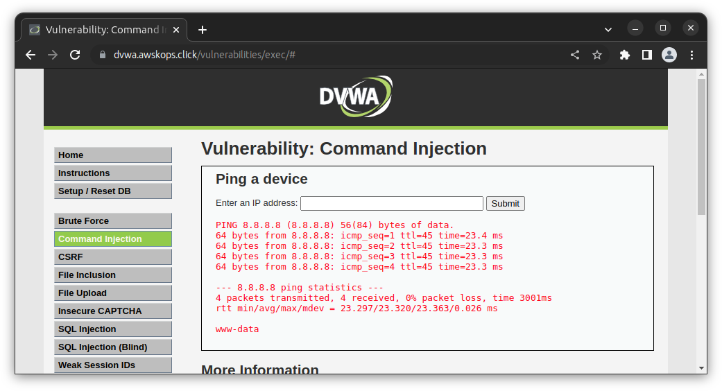 DVWA Command Injection 2