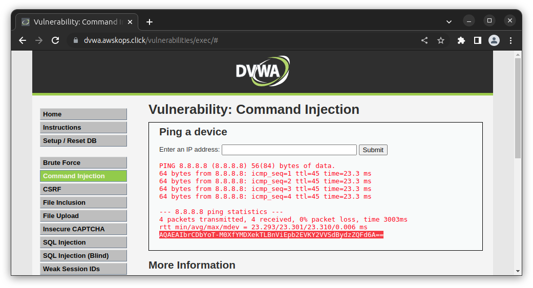 DVWA Command Injection 3