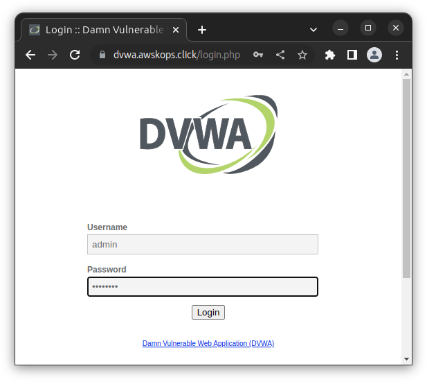 DVWA login page