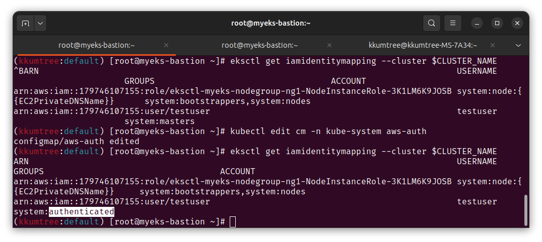 edit testuser with authenticated not admin