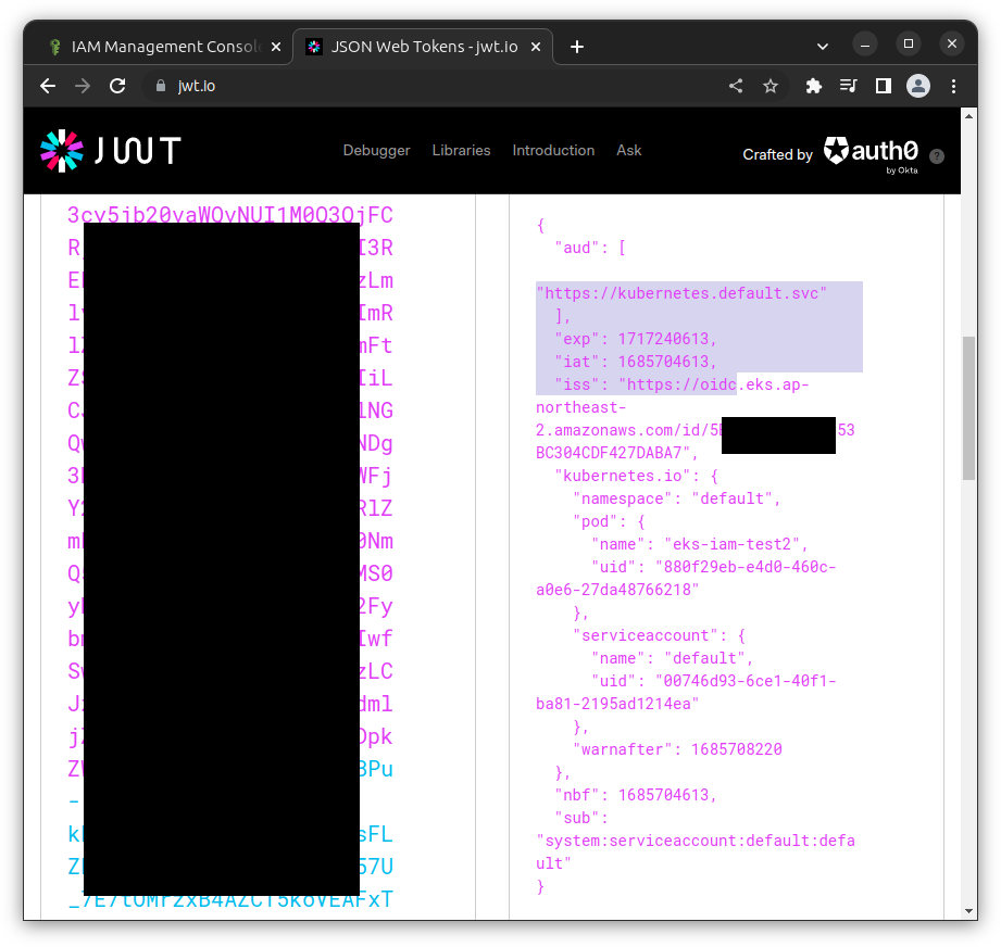 EKS IdP address - iss