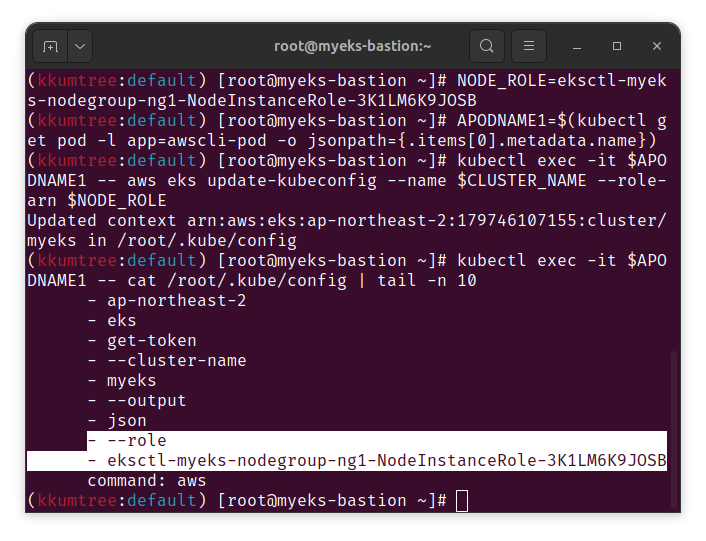 kubeconfig with NodeInstanceRole role