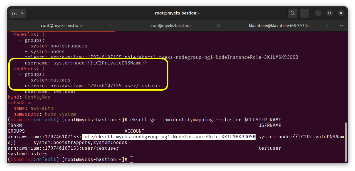 testuser after iamidentitymapping