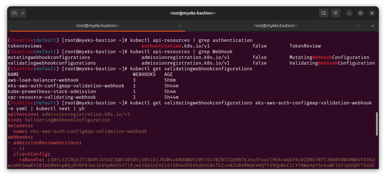 TokenReview, MutatingWebhookConfiguration, ValidatingWebhookConfiguration