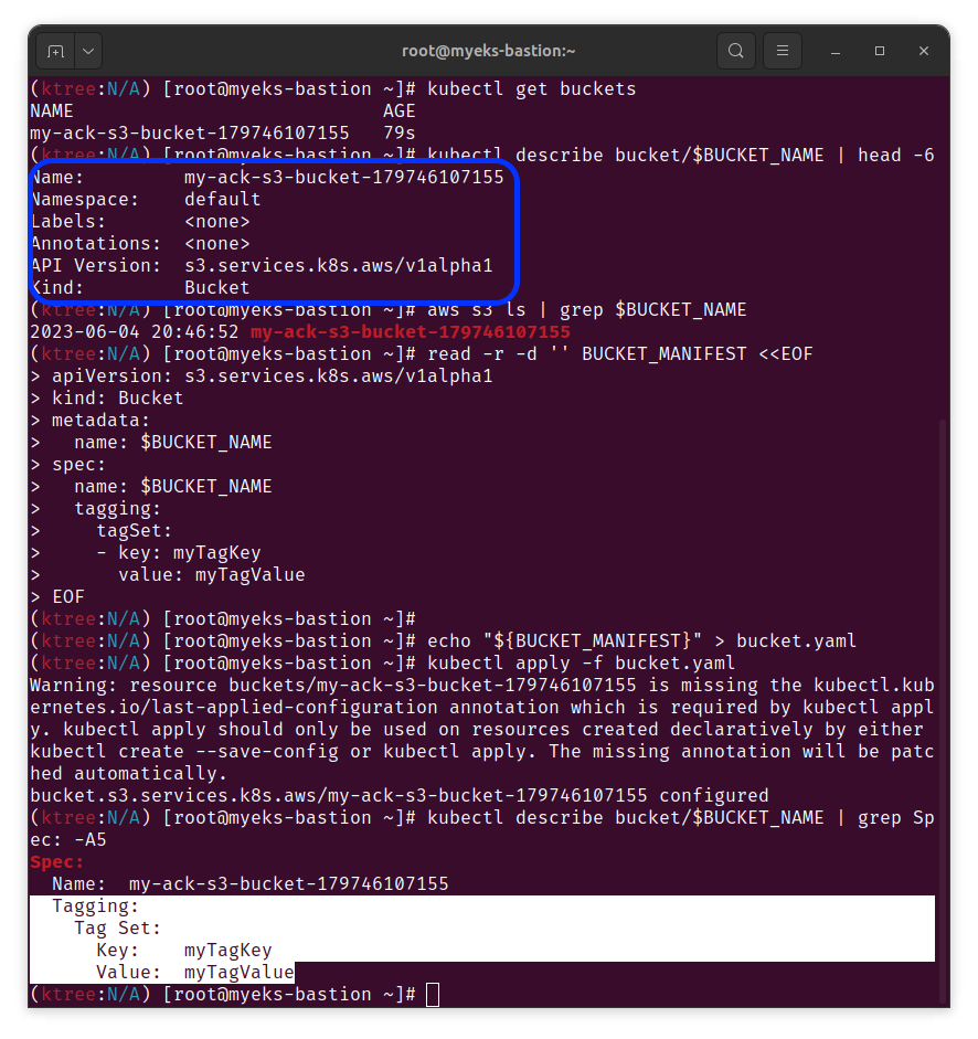 applying s3 bucket manifest