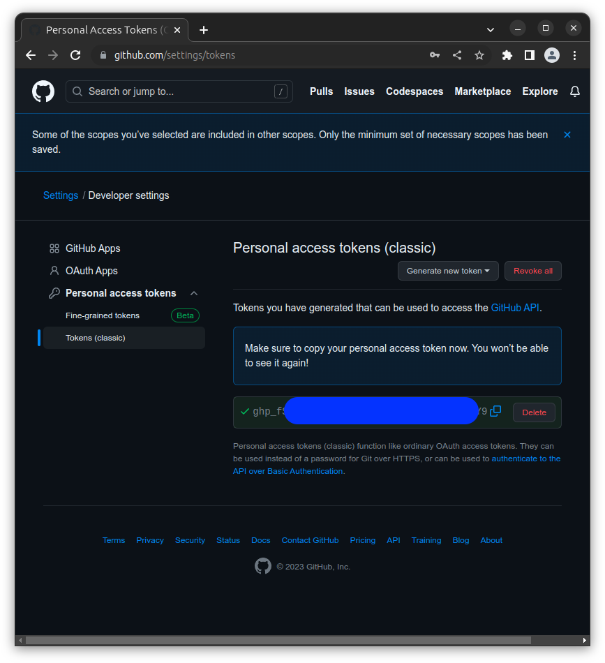GitHub token needed