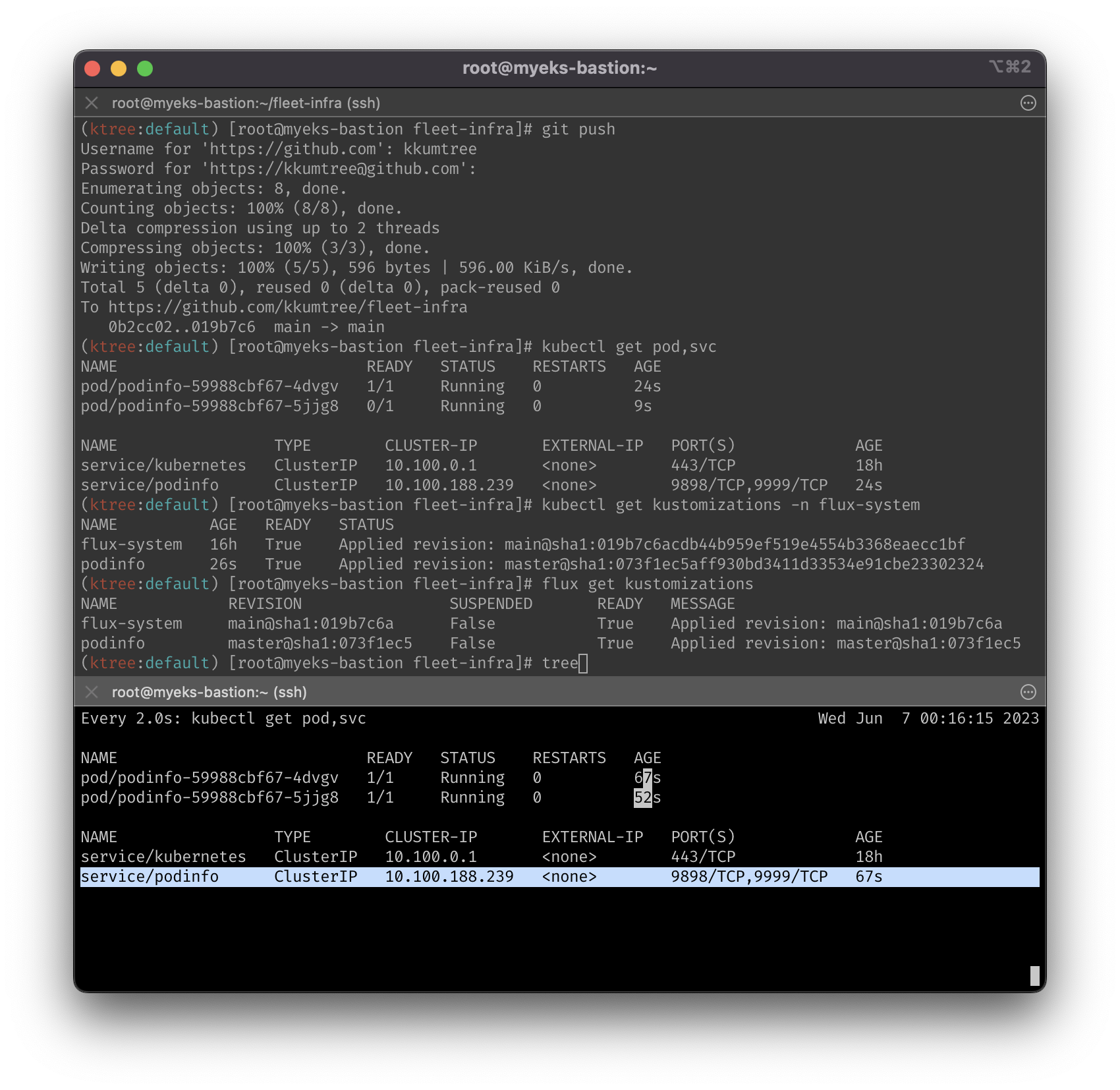 podinfo running as default in 2 replicas