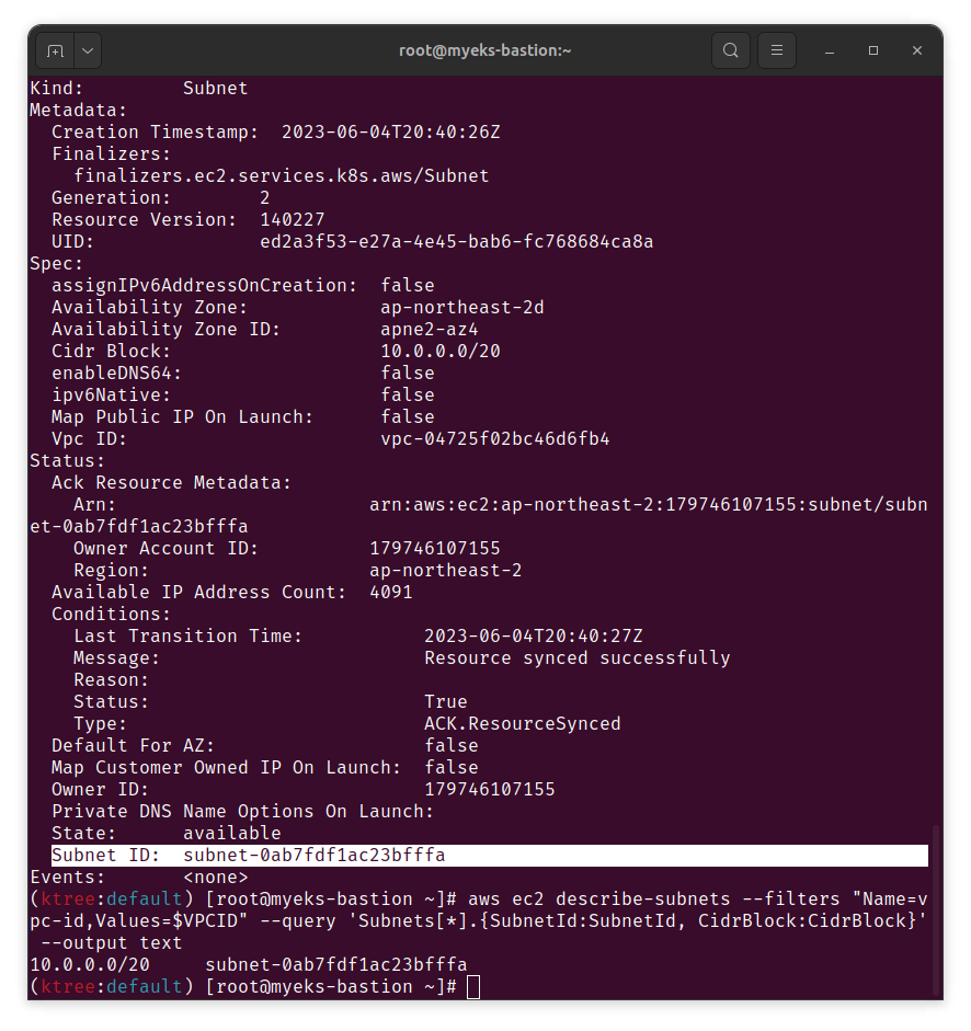 subnet mapped with VPC