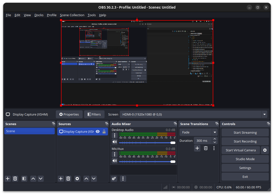 OBS Studio is launched
