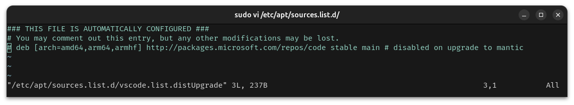 disabled via distUpgrade