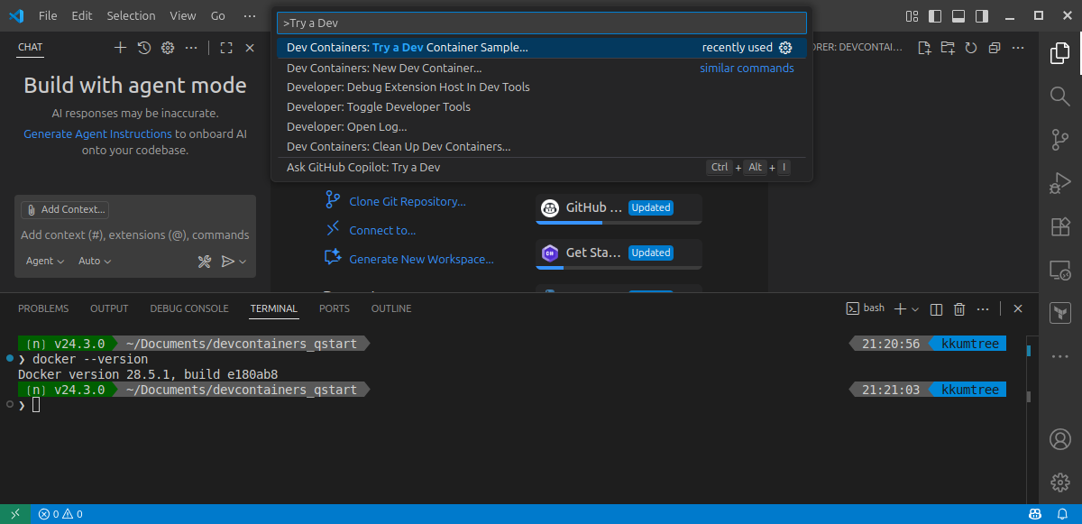 search the extension sample
