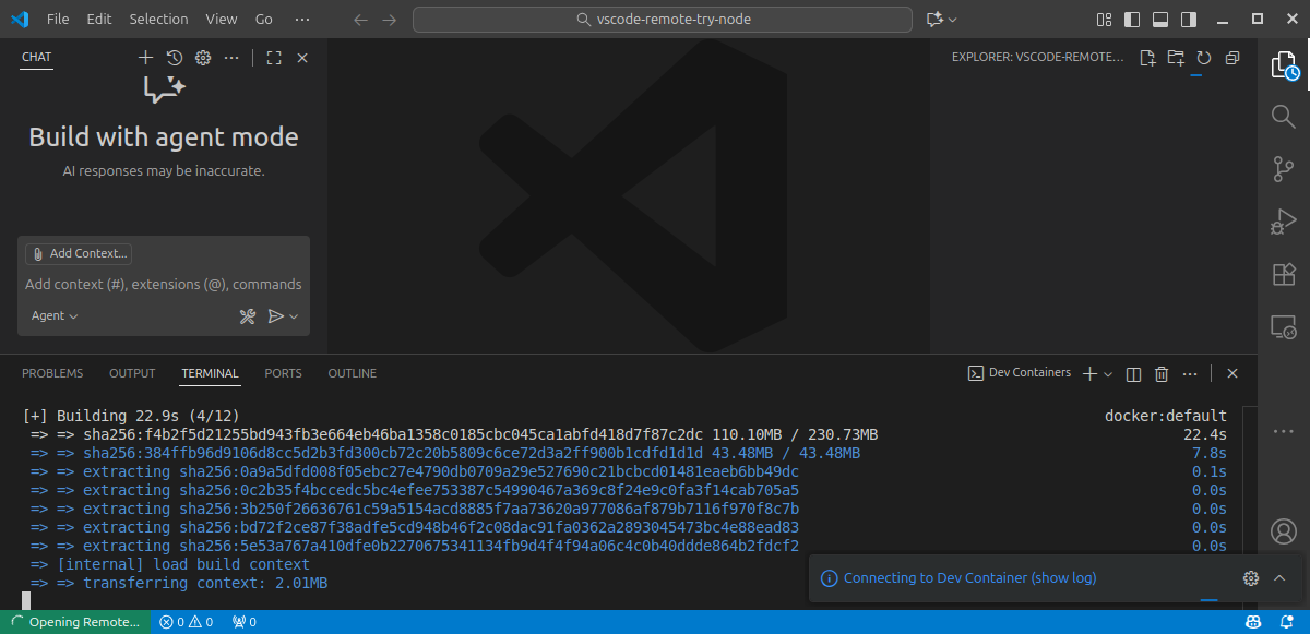 prepare dev container