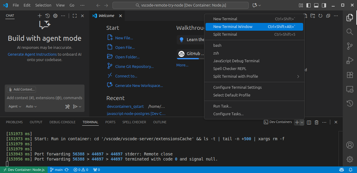 new terminal window