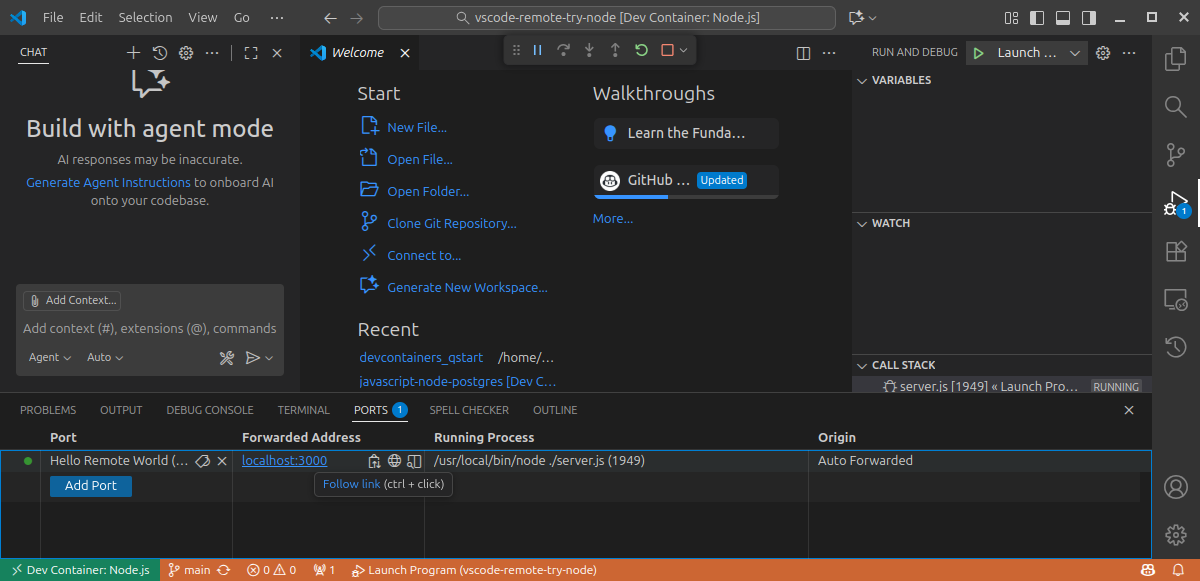 check debug console