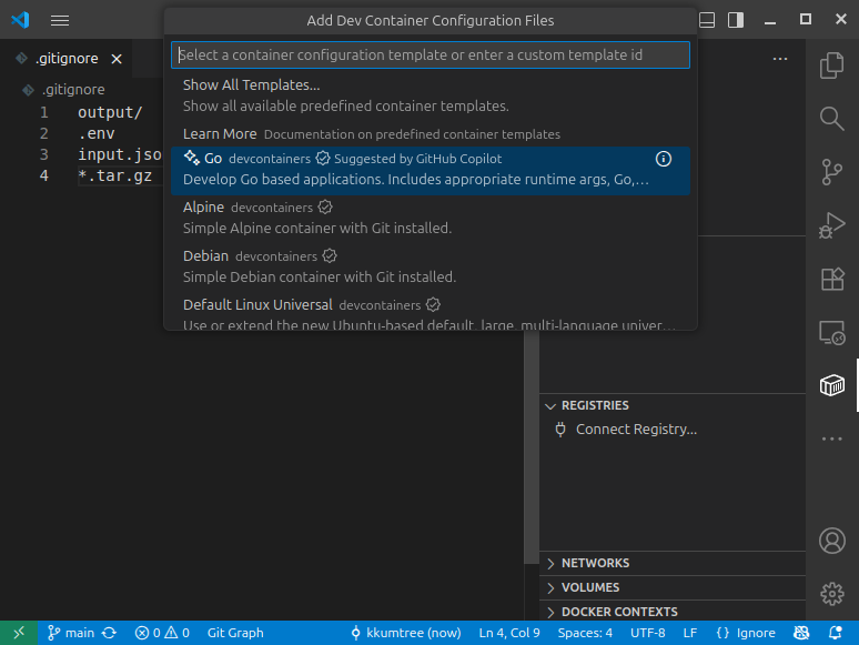 select suggested container about golang