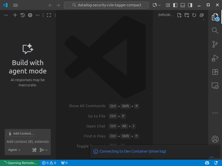 preparing dev container