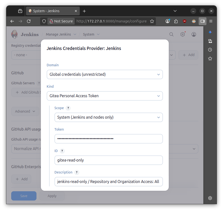 optional read-only key for system settings