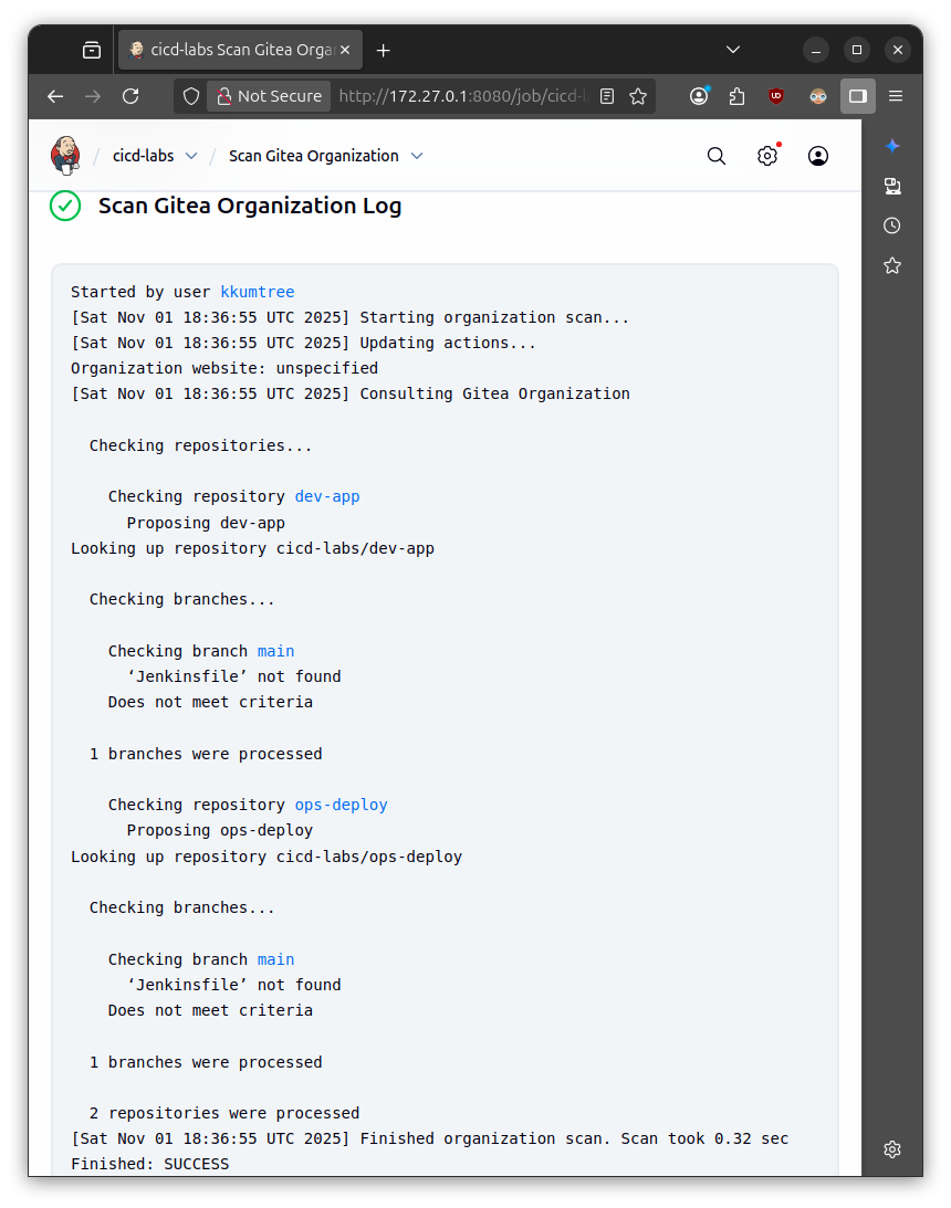 Success Gitea plugin setup