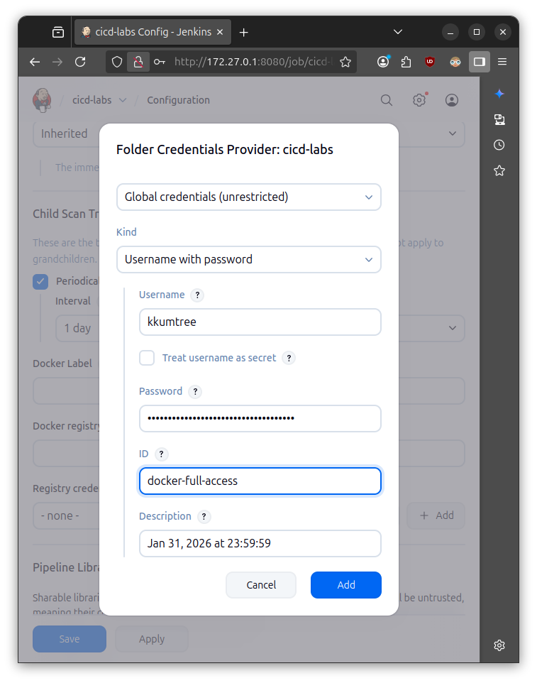 save docker token