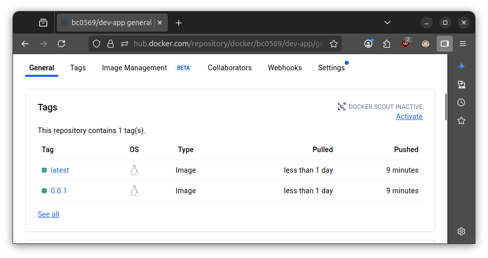 Docker Hub Upload Success
