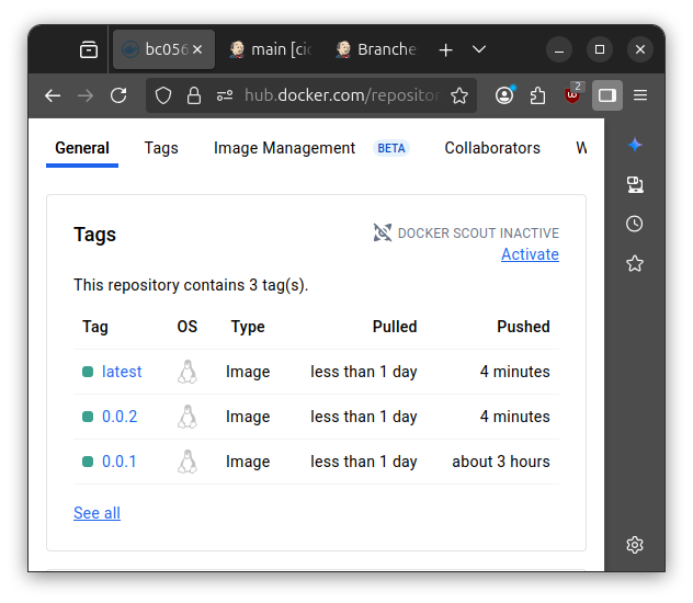 new tag on docker hub