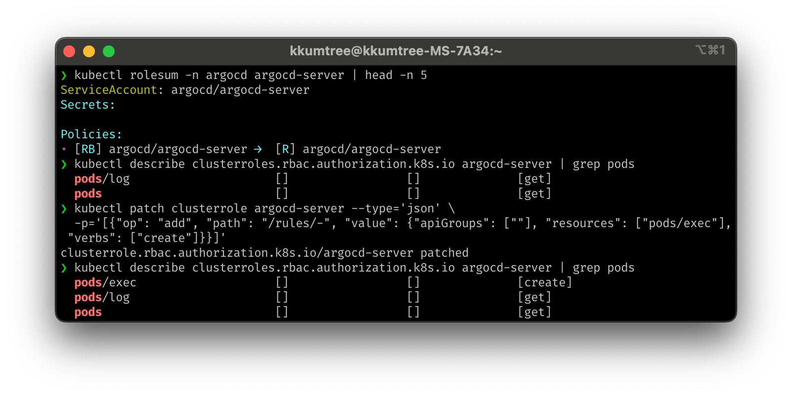 add pods exec rbac for argocd-server