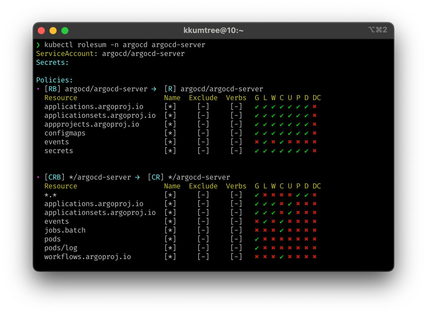 rbac about argocd-server