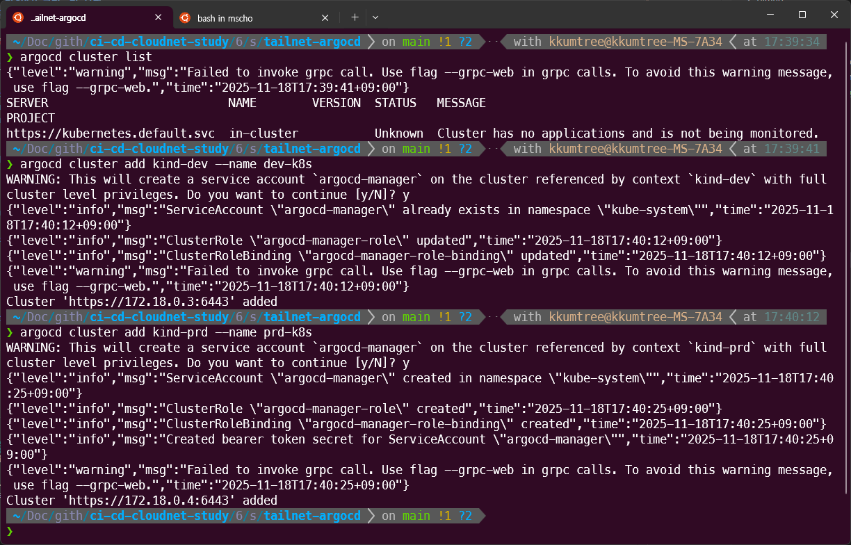 register clusters with argocd cli