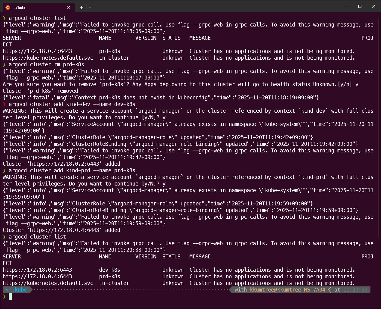 re-assign clusters with argocd cli